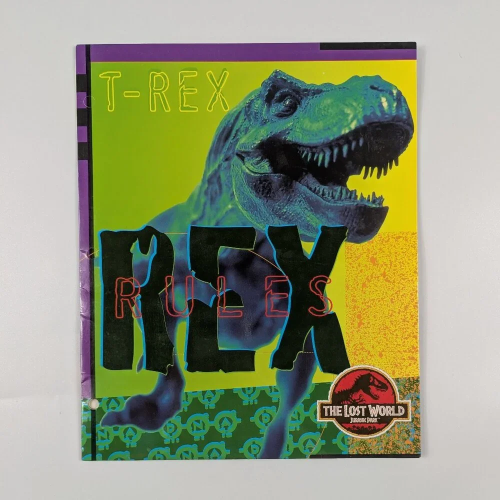 Jurassic Park The Lost World Vintage 1998 2 Pocket Dinosaur School Folders